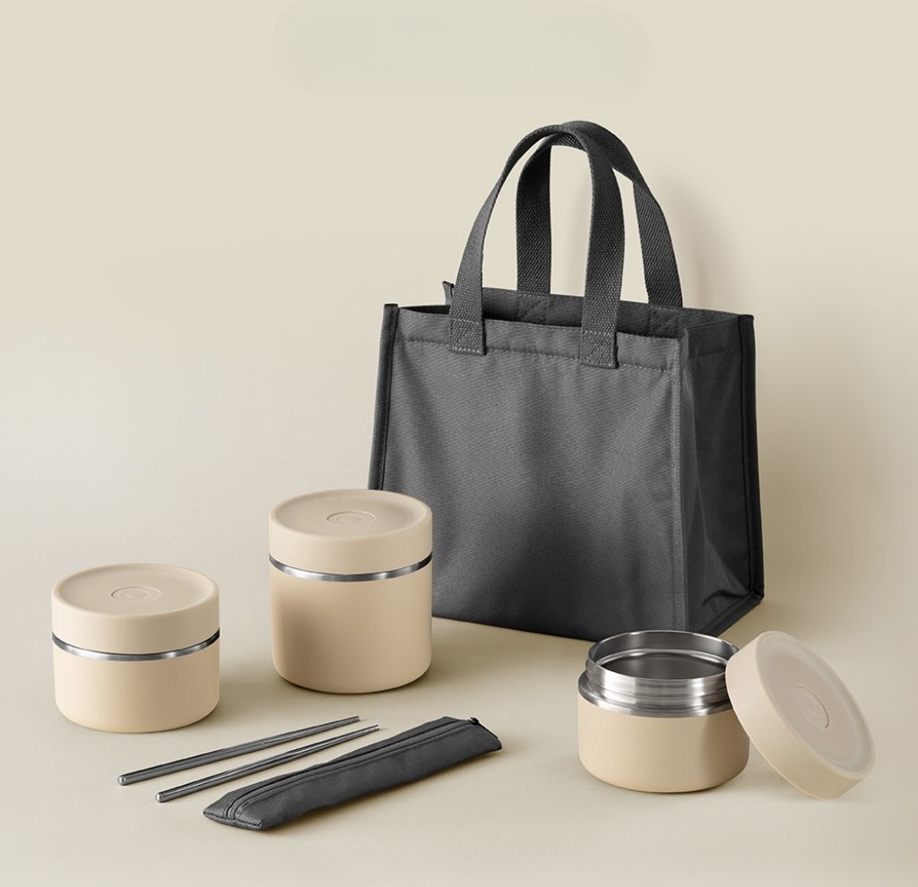 bộ hộp cơm và túi giữ nhiệt - quà tặng eco cá nhân hoá - ecofriendlygift.vn