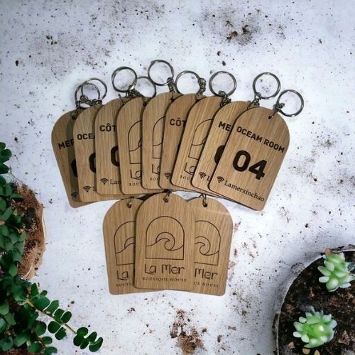 móc khoá gỗ - ecofriendlygift.vn